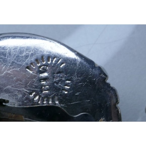 Signed Frederick Jean Duclos Bold Sterling Silver Electroform Striped Dome Earri - Picture 3 of 14